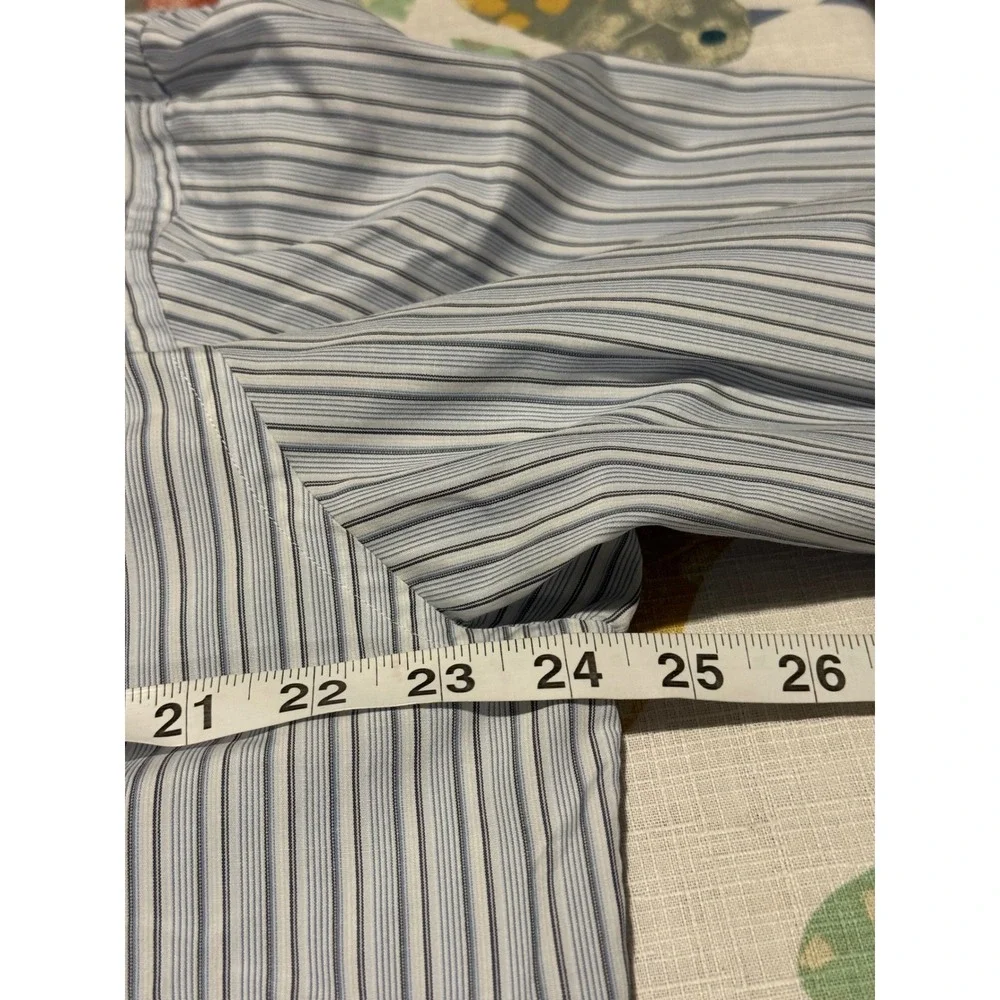 Banana Republic MensBlue White Striped Cotton Button Down Shirt 16-16.5 L 334344